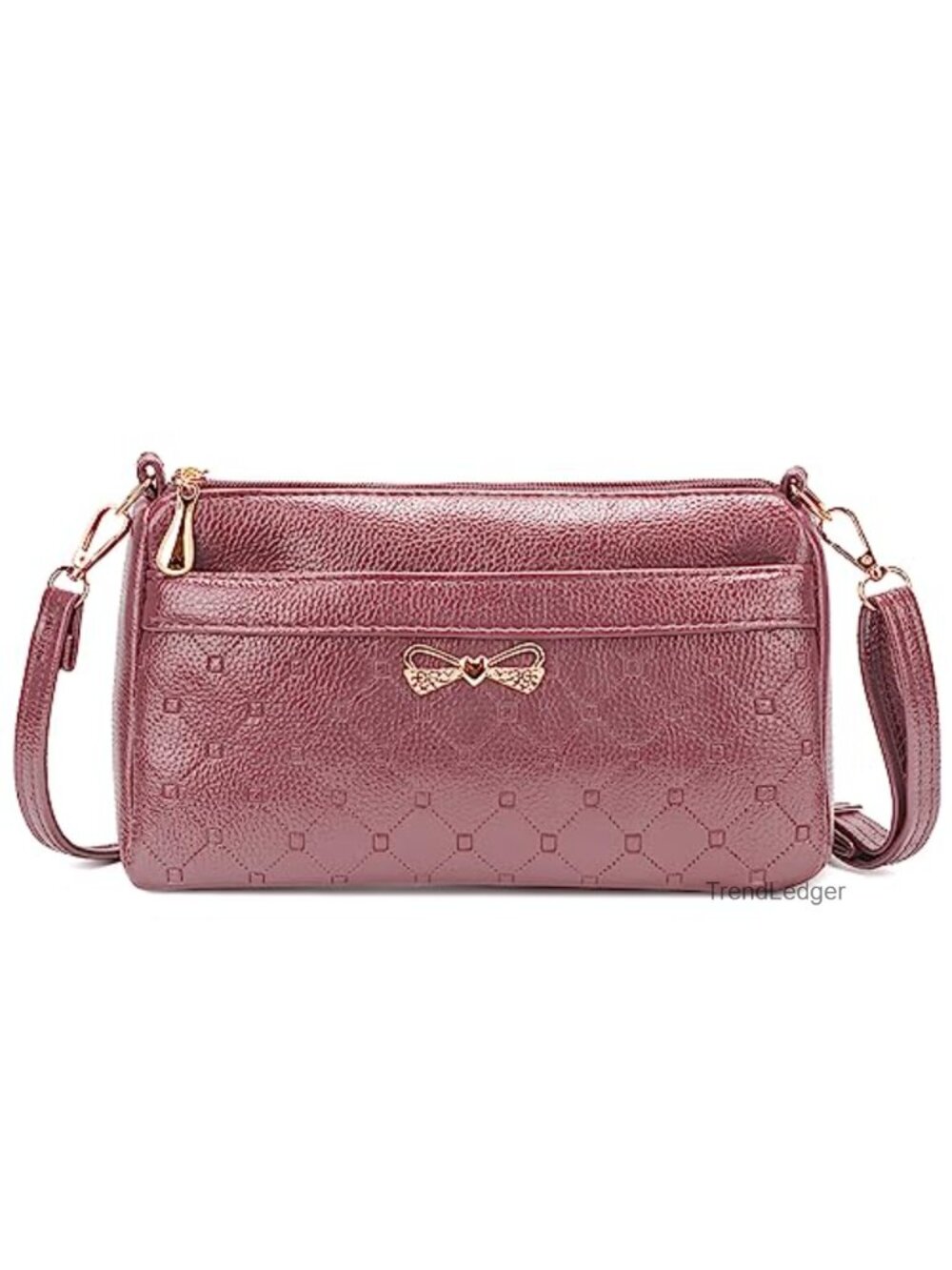 Faux Leather Crossbody Bag Square Multi Pocket Shoulder Handbag